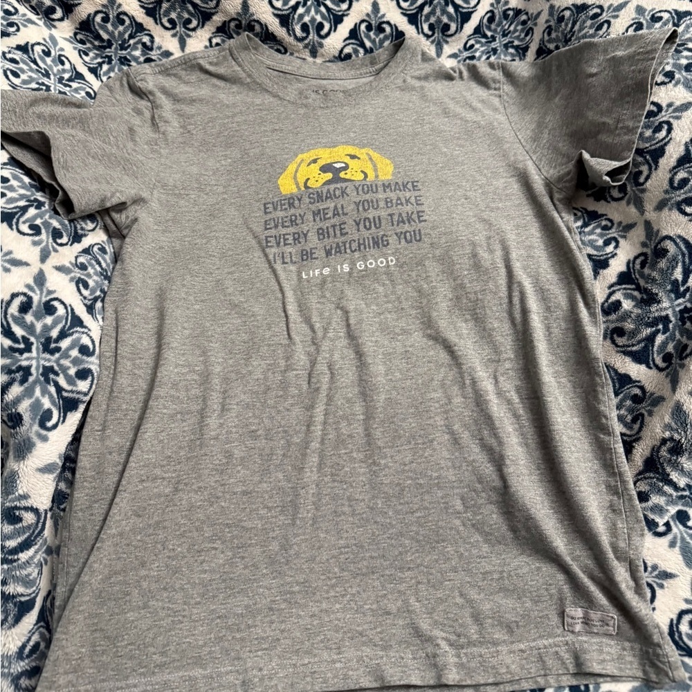 Life Is Good Gray T-Shirt Dog Design Every Snack You Bake Women’s Sz M - Picture 2 of 10